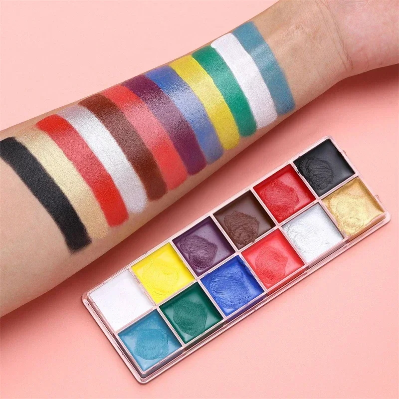 Heallor Face Body Painting Cream Waterproof Full Color Non Toxic Safe Paint Oil Christmas Halloween Makeup Palette Tattoo Art Pa