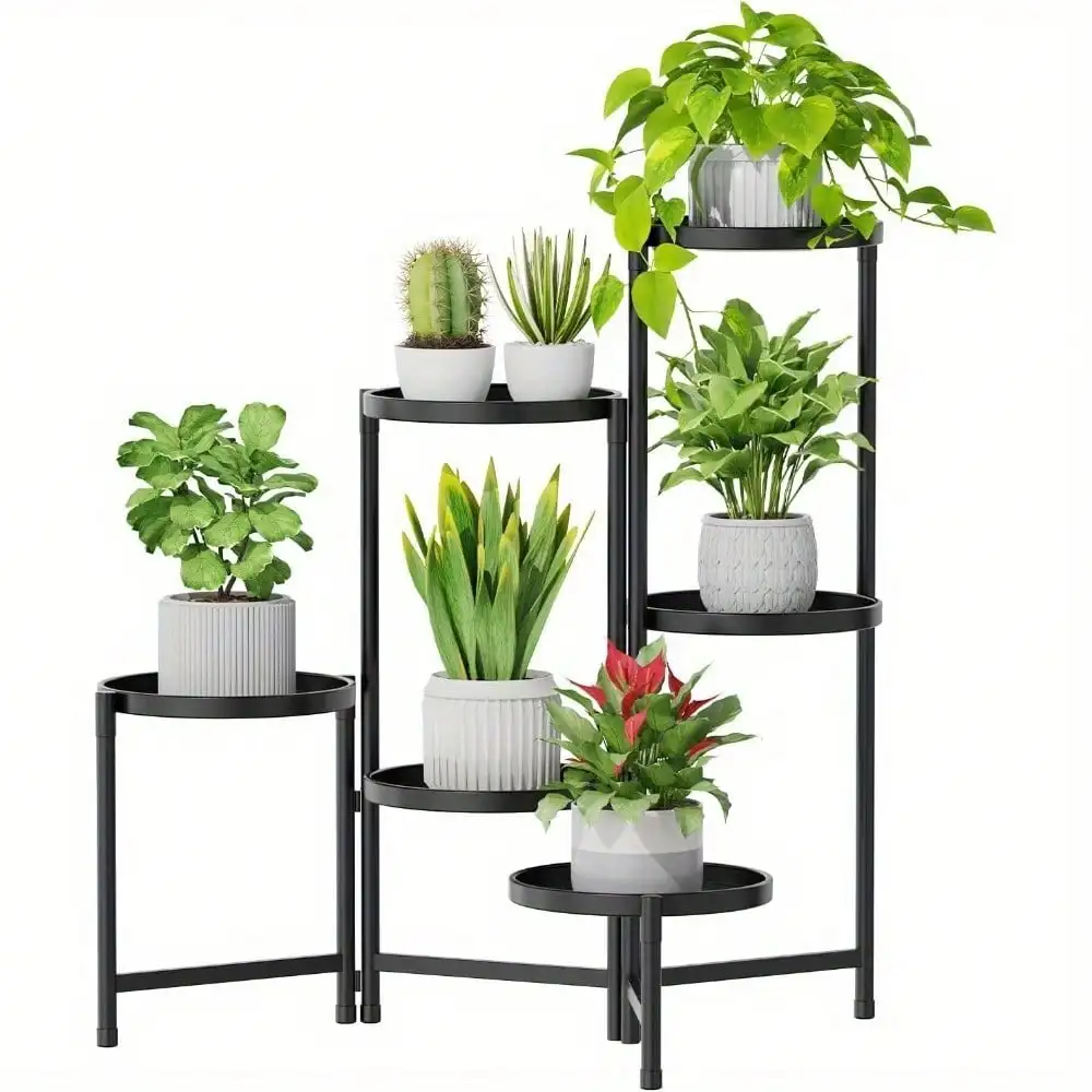 8 Tier Metal Plant Stand Tall Indoor Outdoor, Foldable Corner Plant Shelf for Multiple Plants, Tiered Flower Pot Stand