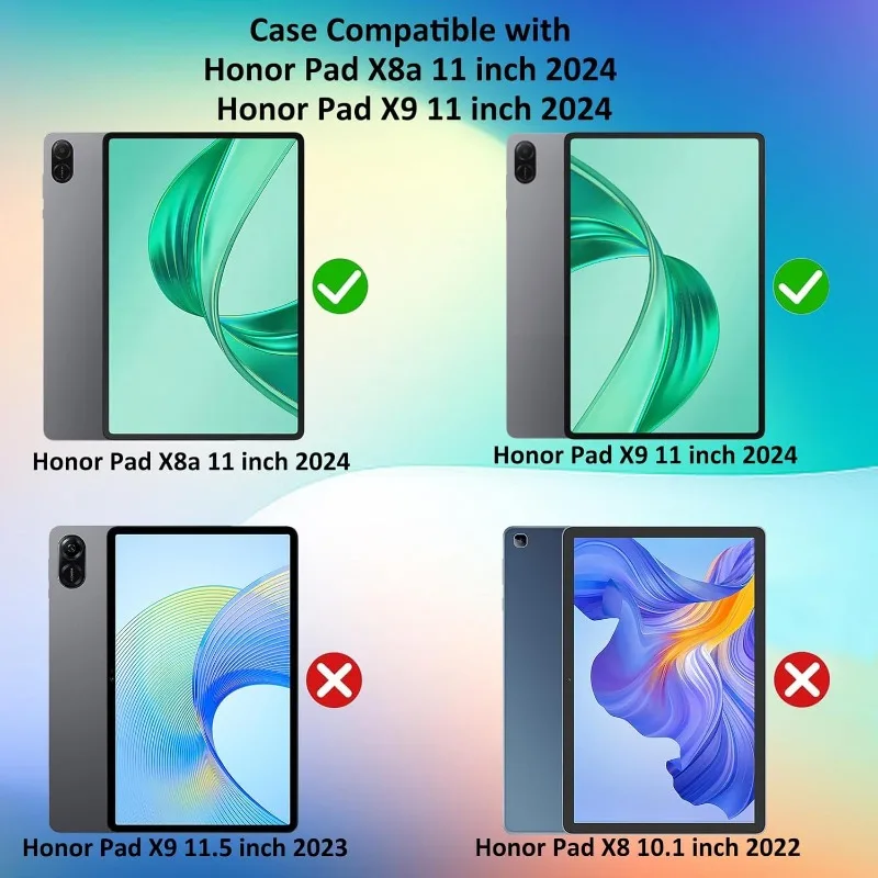 Kids Case for Huawei Honor Pad X8a X9 11inch 2024 Tablet Cover Honor Pad X9a/X9 Pro 11.5inch 360° Rotation Handle Stand Funda