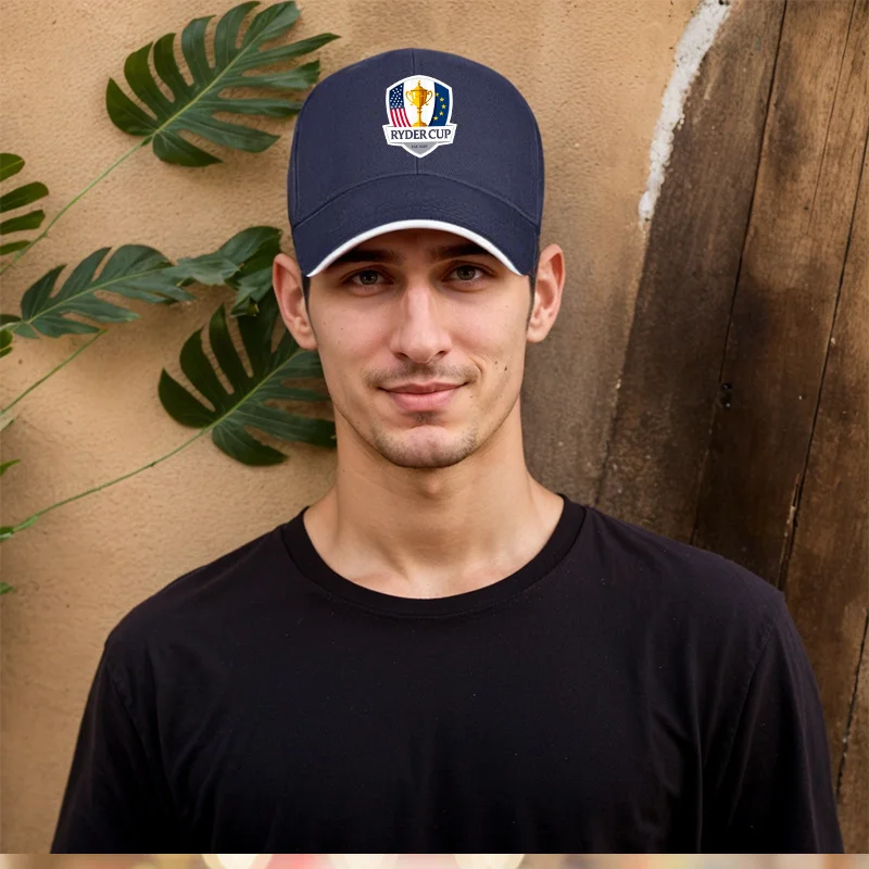 1pc Ryder Cup Cap Ryder Cup Oficial 1pc Boné de beisebol leve, ajustável, poliéster |   Design de bandeira e troféu americano, id