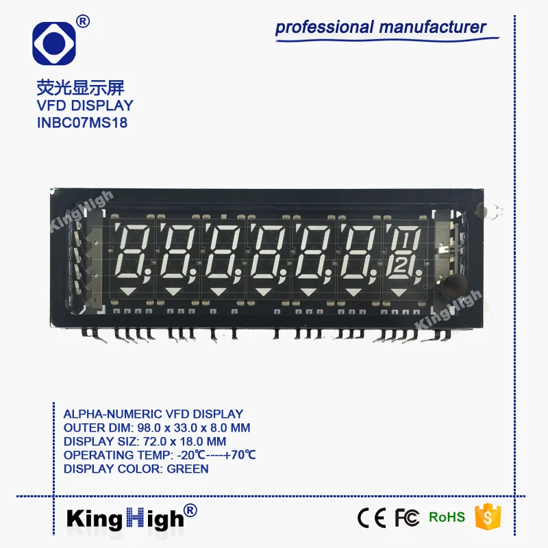 

Inbc-07ms18 Vacuum Fluorescent Screen for 7 8-character Weighing Instrument Electronic Scale