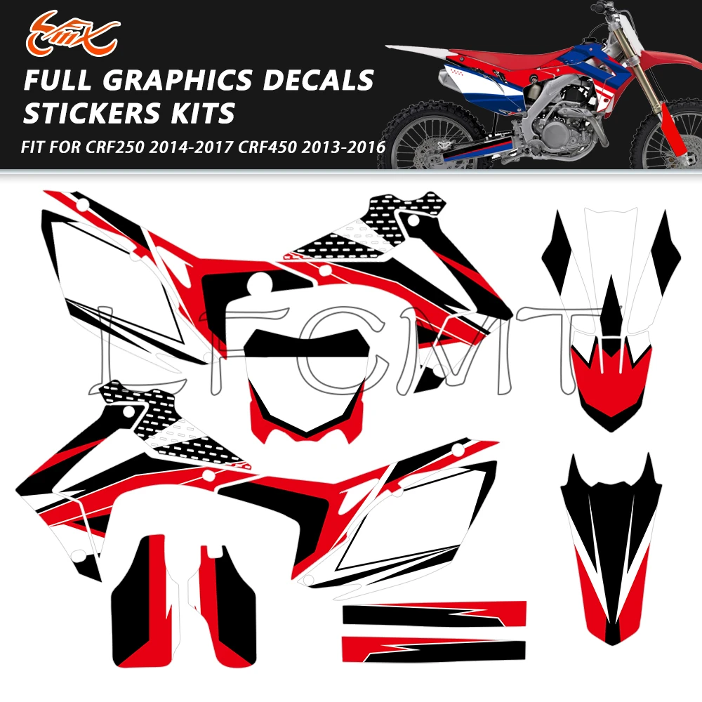

Полный комплект графических наклеек на мотоцикл для Honda CRF250 CRF 250R 2014-2017, CRF450 CRF 450R 2013 2014 2015 2016