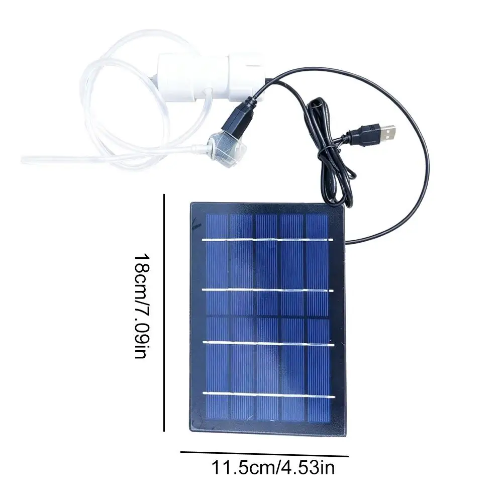 Solar Air Pump Aquarium Oxygen Aerator USB Rechargeable Quiet Waterproof Fish Tank Pond Fishing Bubbler Medaka Hose Tube Kit view 6