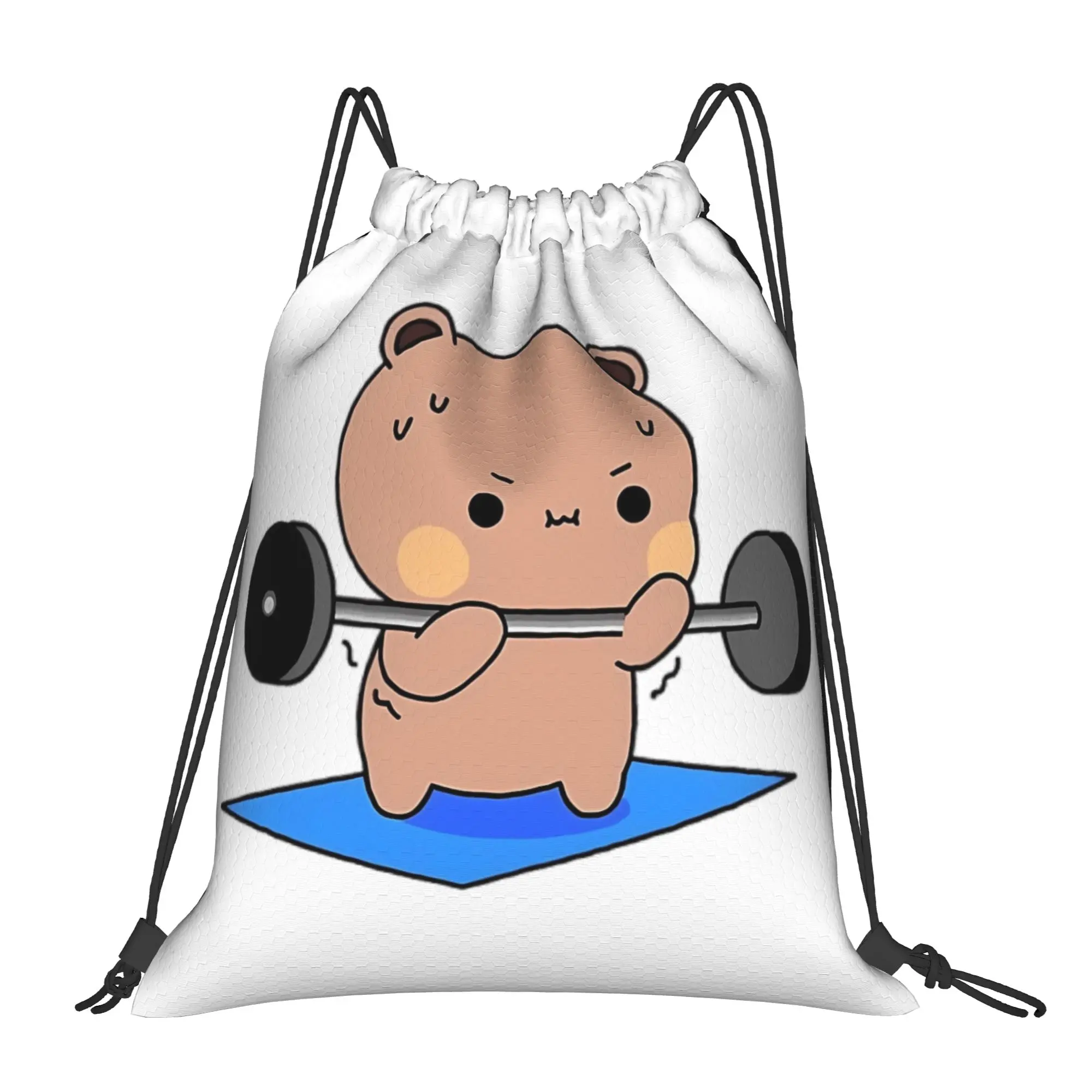 

Bubu Dudu Cute Bear Drawstring Backpack Sports Gym Sackpack Water Resistant String Bag for Yoga