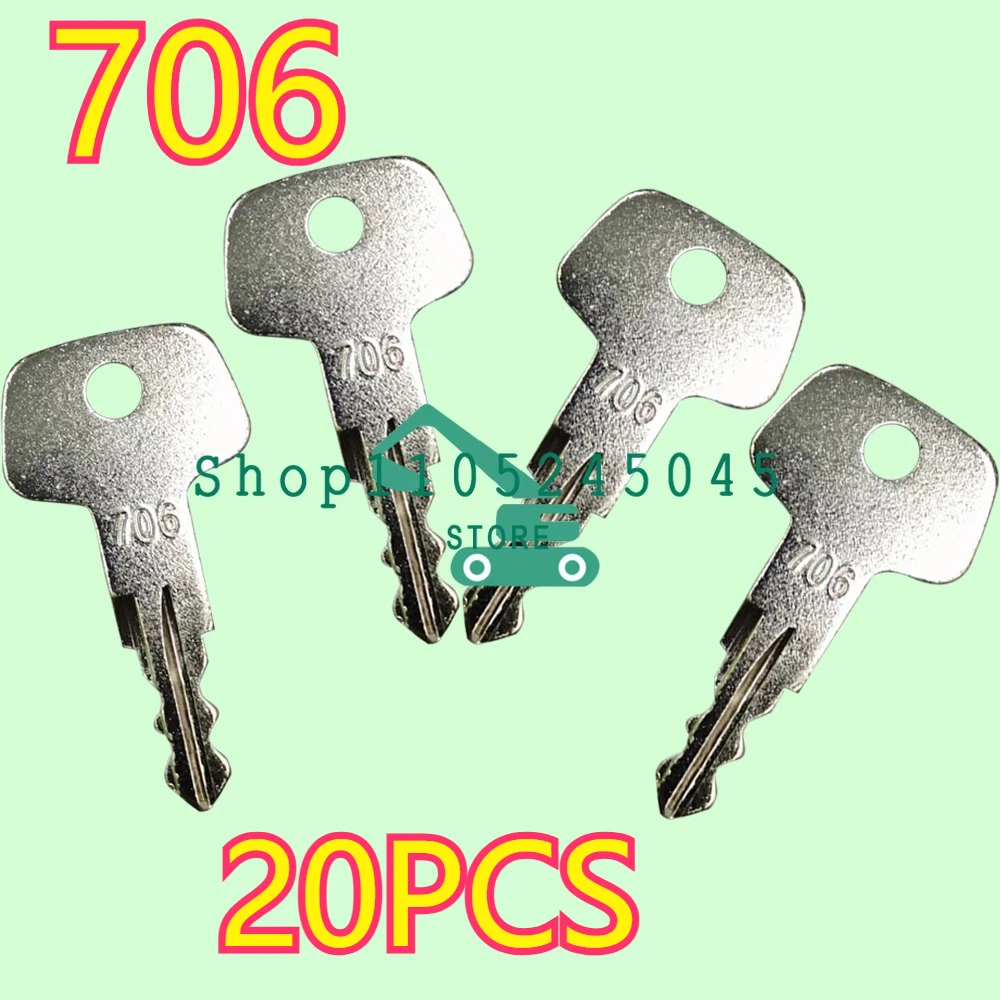 20pcs 706 Ignition Keys for Liebherr Industrial Construction Heavy Equipment Fuel Cap J2