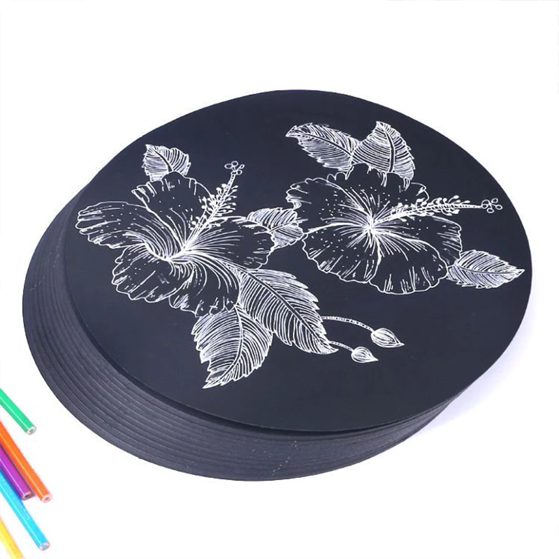 

50/100PCS 25cm（10 in） Circular black cardboard, simple and pure color painting, lead drawing paper, round surface