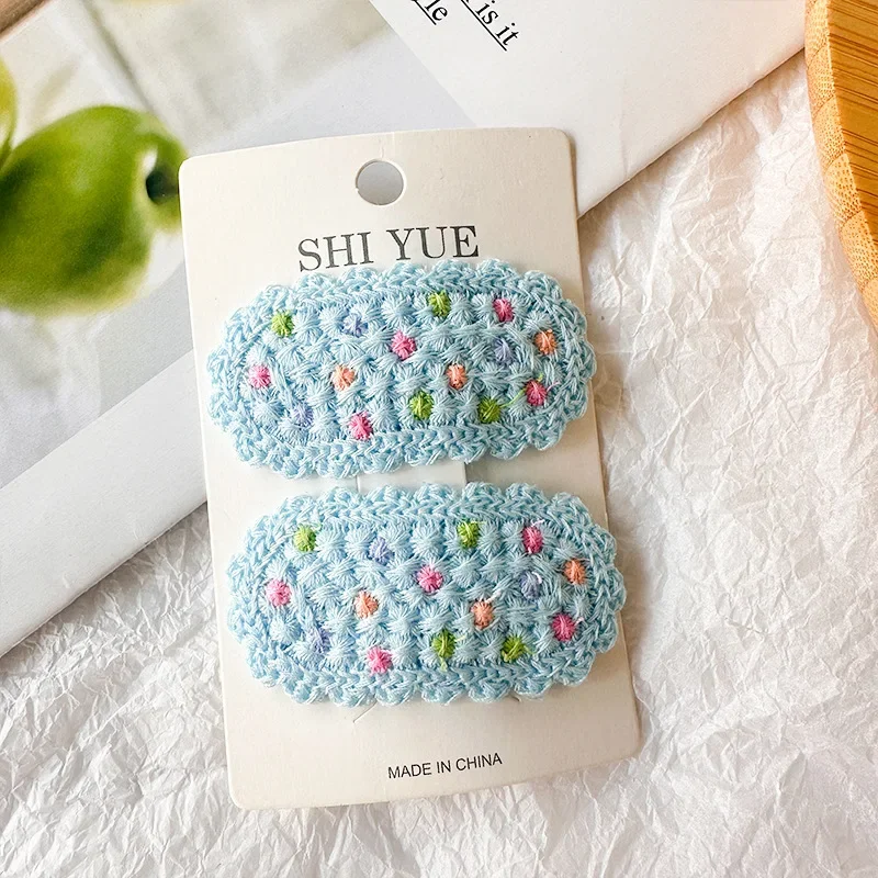 2pcs Handmade Wool Knitted hair clips Cute Girl\'s Hair pins Colorful Polka Dot hair accessories Autumn and Winter headdress