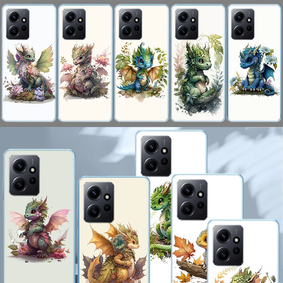 Cute Mythical Dragon Case For Xiaomi Redmi Note 12 11 Pro Plus 12S 11E 11T 11S 10 10S Phone  9 9S 9T 8 8T Pro 7 6 5 Cover