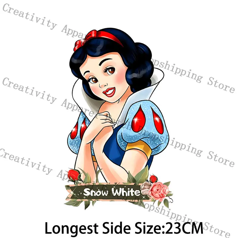 Disney Princess Patches for Clothing Iron-on Transfers Vynil Heat Transfer Stickers Thermal Patch on Clothes Printing Decor