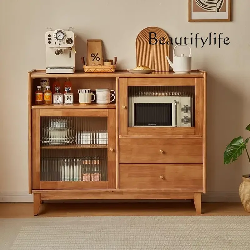 

Nordic solid wood dining side cabinet household living room against the wall modern simple dining room storage designer