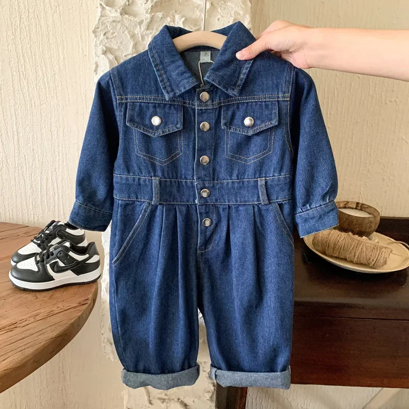 2024 Baby Toddler Jeans Romper Boy Girl Denim Overalls Fashion Children One Piece Pants Long Sleeve Jumpsuit Casual Child Kids