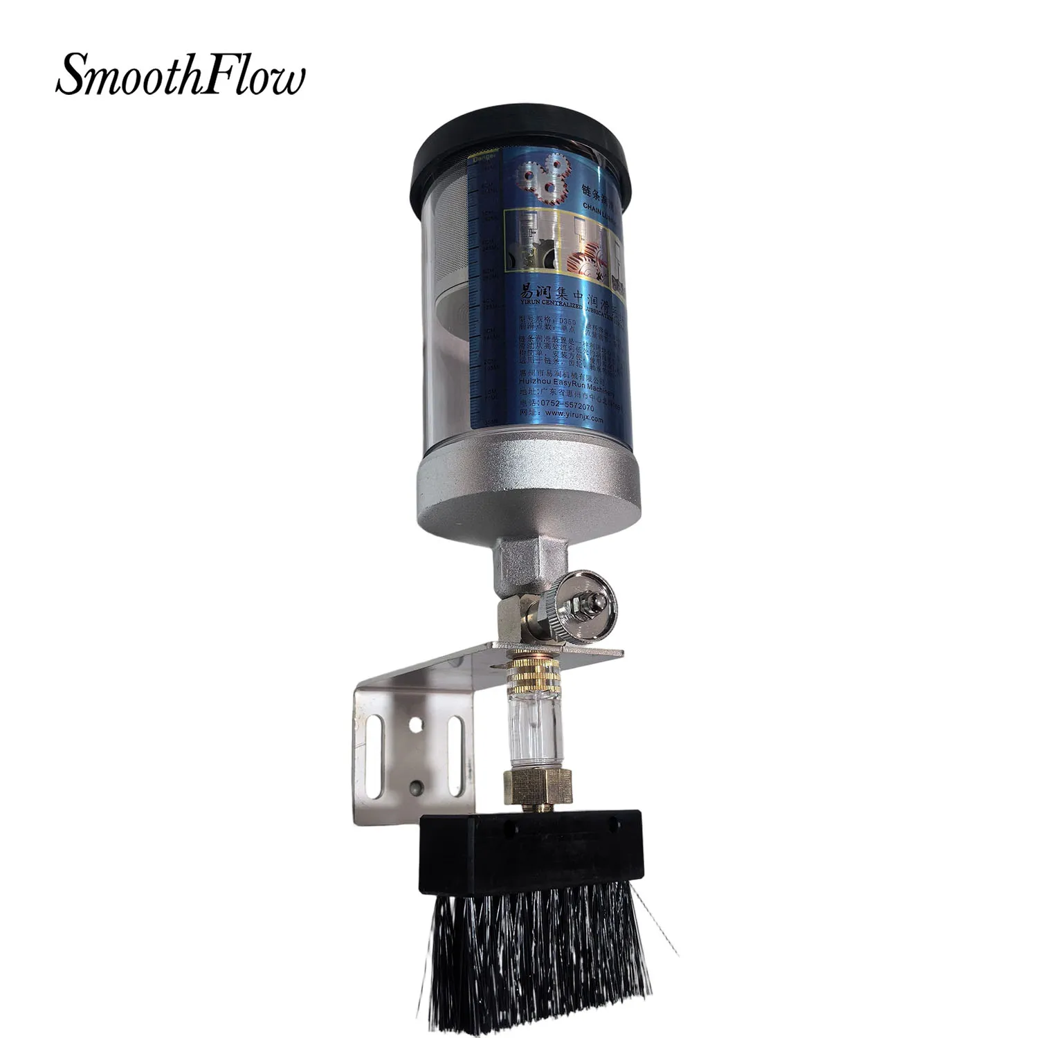 350ml Drip Feed Lubrication Kit with 80mm Extra Wide Brush Stainless L Bracket Sight Glass for Large CNC Surface