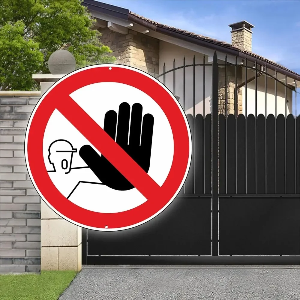 Easy-To-Install Round Metal Warning Signs, Waterproof Design, Various Patterns Available, Suitable for Home Bathrooms, Garage Decorations, and Other Settings