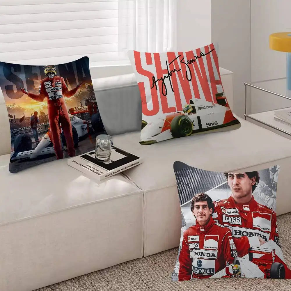 1PC Ayrton Tacing Driver Senna Cushion Cover Inches Farmhouse Decor Home Throw Pillow Covers For Couch Decorations