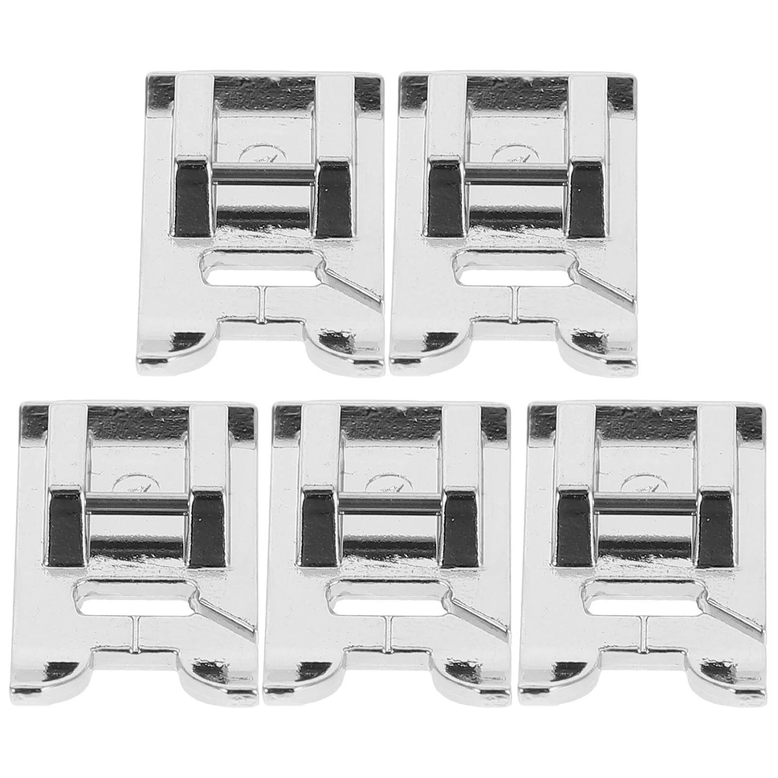 

5PCS Sewing Machine Presser Foot Rolled Satin Stitch Seam Guide Piping Metal Replacement Feet Universal Low Shank