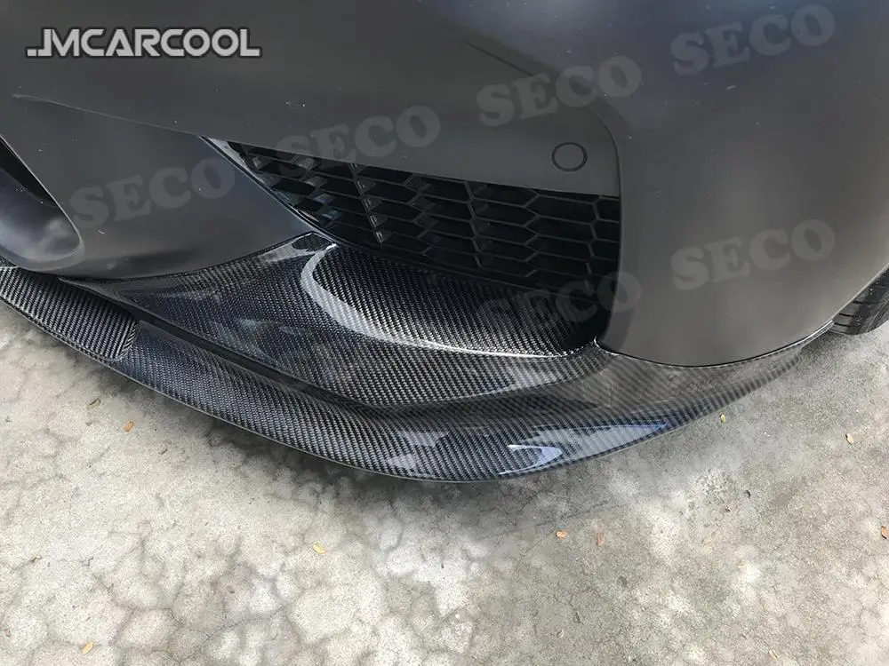 JMCARCOOL ألياف الكربون الجافة الجبهة حافة مصد السيارة سبويلر الخائن لسيارات BMW 5 Series F90 M5 المصد الأصلي 2018 2019