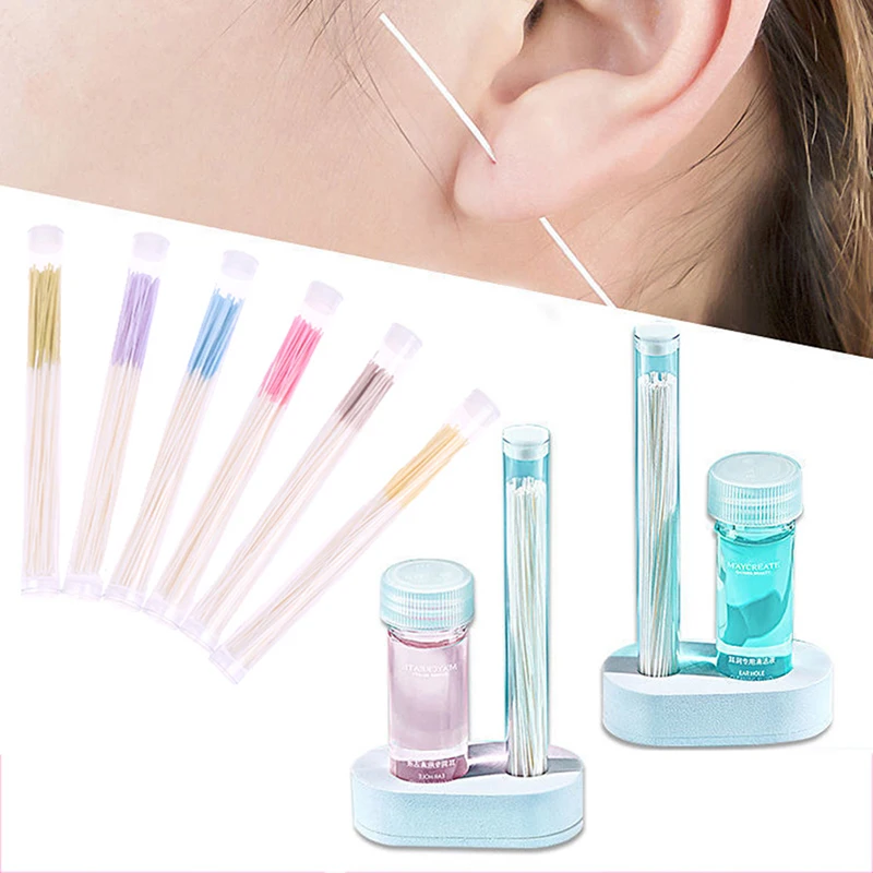 70Pc Pierced Ear Cleaning Set Herb Solution Paper Floss Ear Hole Aftercare Tools Kit Disposable Earrings Hole Cleaner