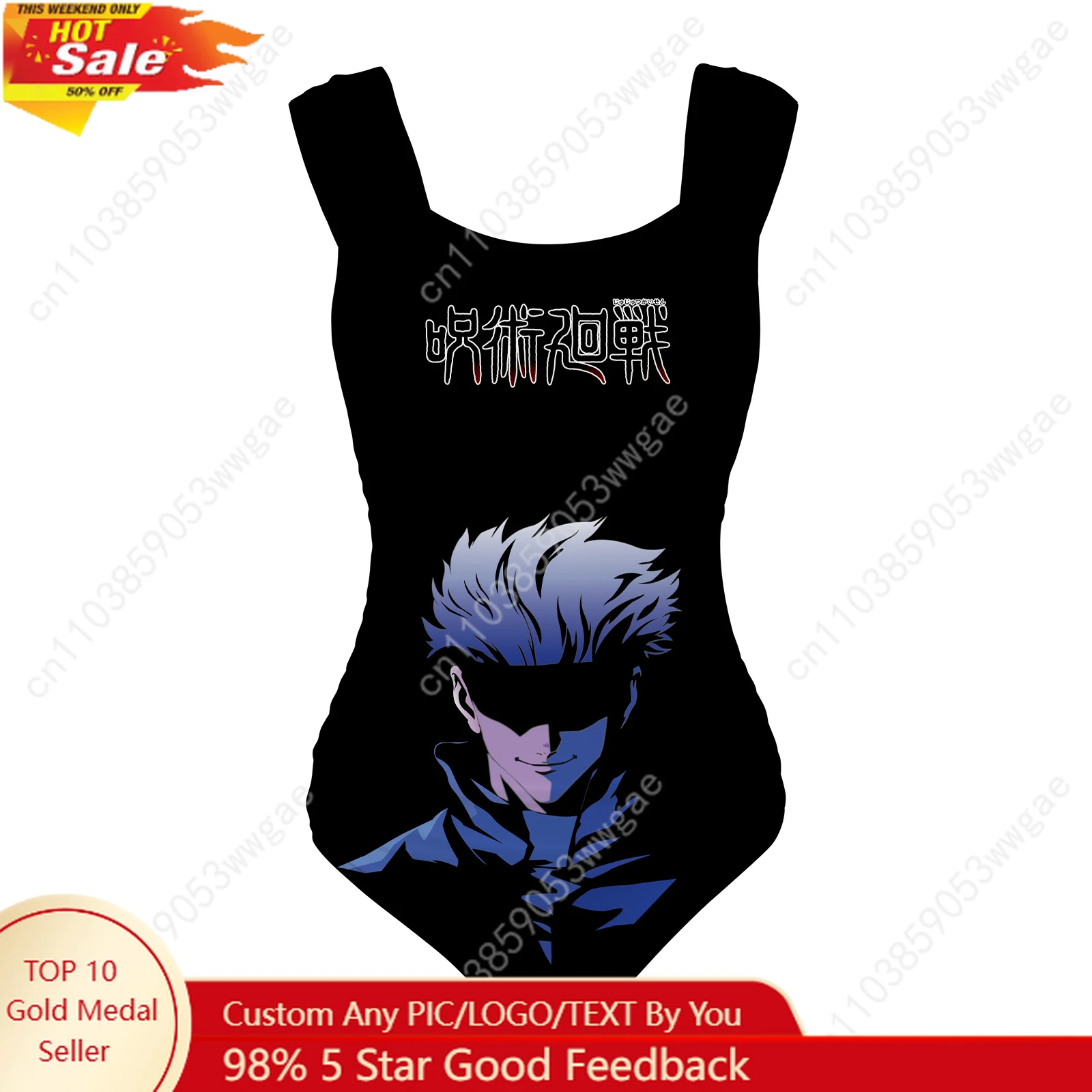 

Gojo One Piece Swimsuit Wide Strap Women Bathing Suit Personalized Swimwear Pool Beach Sexy Bikini Cartoon Customized Beachwear
