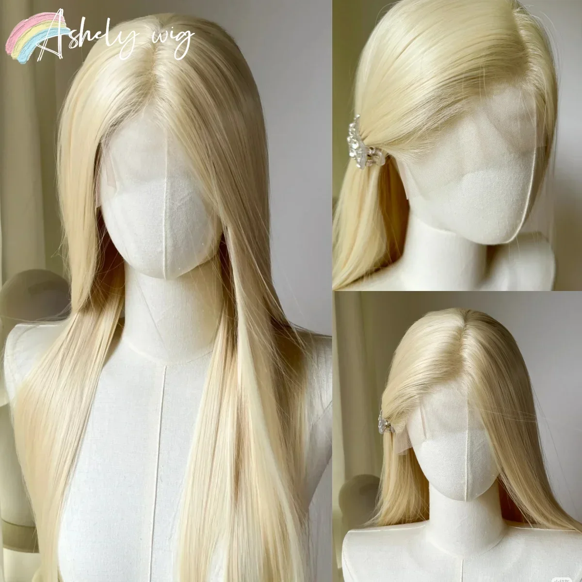 Ashely Blonde Wig 26inch 13x4 Lace Front Cosplay Wigs 613 Long Straight Natural Silky Synthetic Lace Frontal Wig for Daily Use