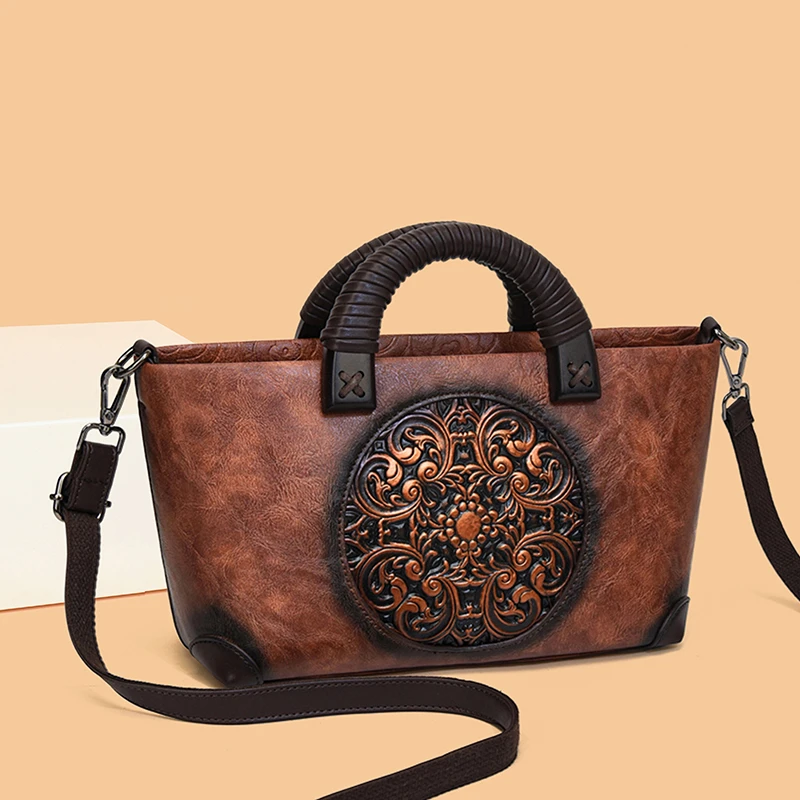 

Повседневная шикарная женская кожаная сумка с цветочным принтом Emed, сумка через плечо, мягкая универсальная сумка на молнии для ежедневного использования