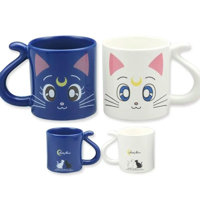 

Sailor Moon Cute Animation Peripheral Commemorative Cat Couple Ceramic Cup Kawaii Water Ice Moon Cartoon Mark Cup Gift Wholesale