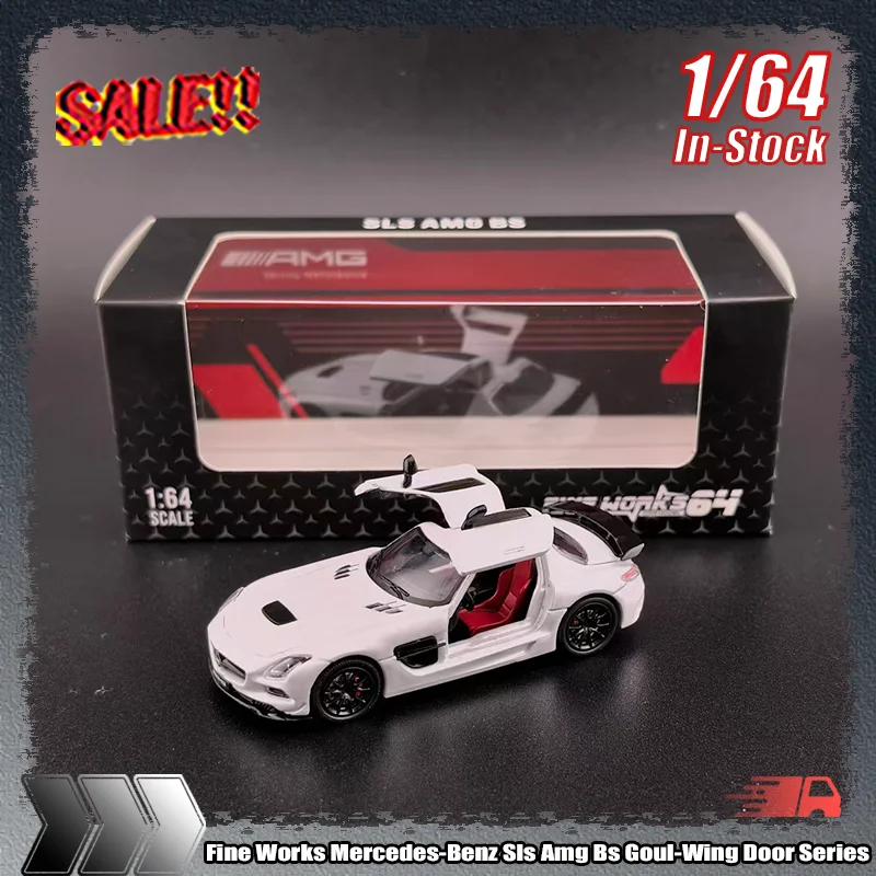 

New Fine Works 1:64 Mercedes-Benz Sls Amg Bs Goul-Wing Door Series Simulation Alloy Die-Cast Car Model Custom Children Toy Gifts