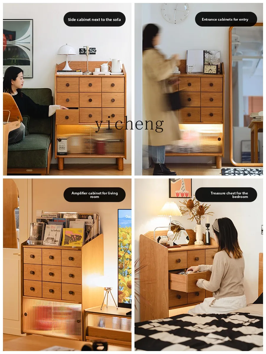 

LX nine-grid cabinet full solid wood living room chest cabinet, locker, bedroom storage
