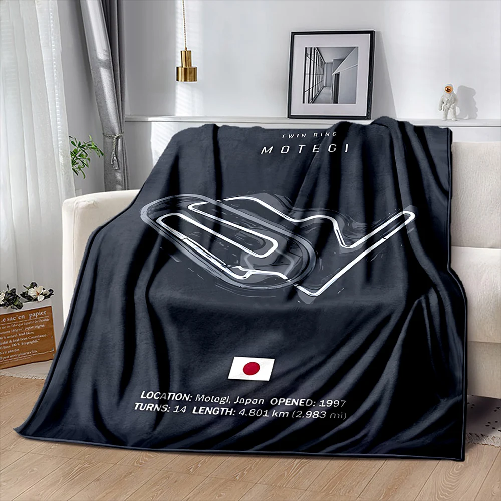 بطانية F1 Imola Monaco المطبوعة للفصول الأربعة لأريكة الغرفة، الفورمولا 1 ديكور لموضوع رياضة السيارات هدايا لمحبي السباق