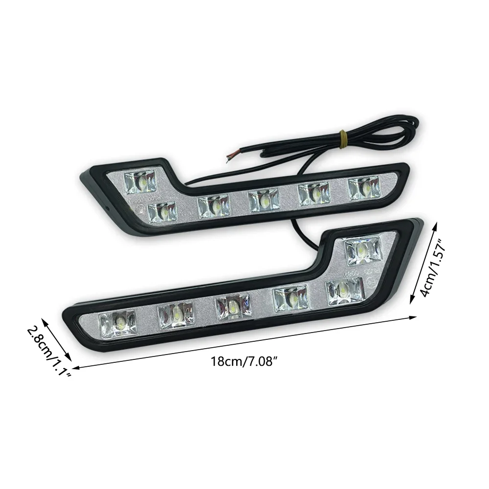 UTV 자동차 트럭용 L 모양 주행 램프, 주간 주행 안개등, 내구성 방수 자동차 LED 램프, 6LED DRL 스트립 조명, 12V, 1 개