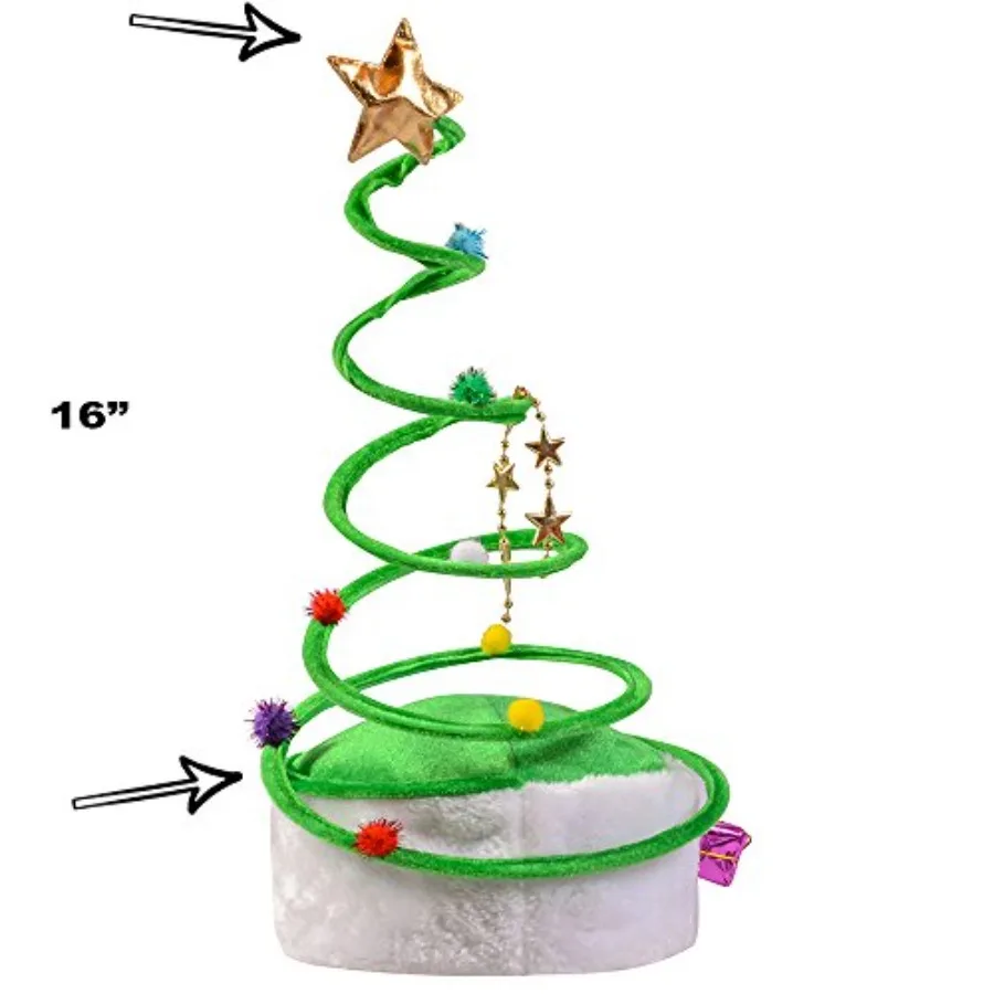 قبعات حفلات مضحكة قبعة سانتا مع تصميم ترتر أحمر للاحتفالات في العطلات، نمط قبعة شجرة عيد الميلاد مثالي للمناسبات الاحتفالية