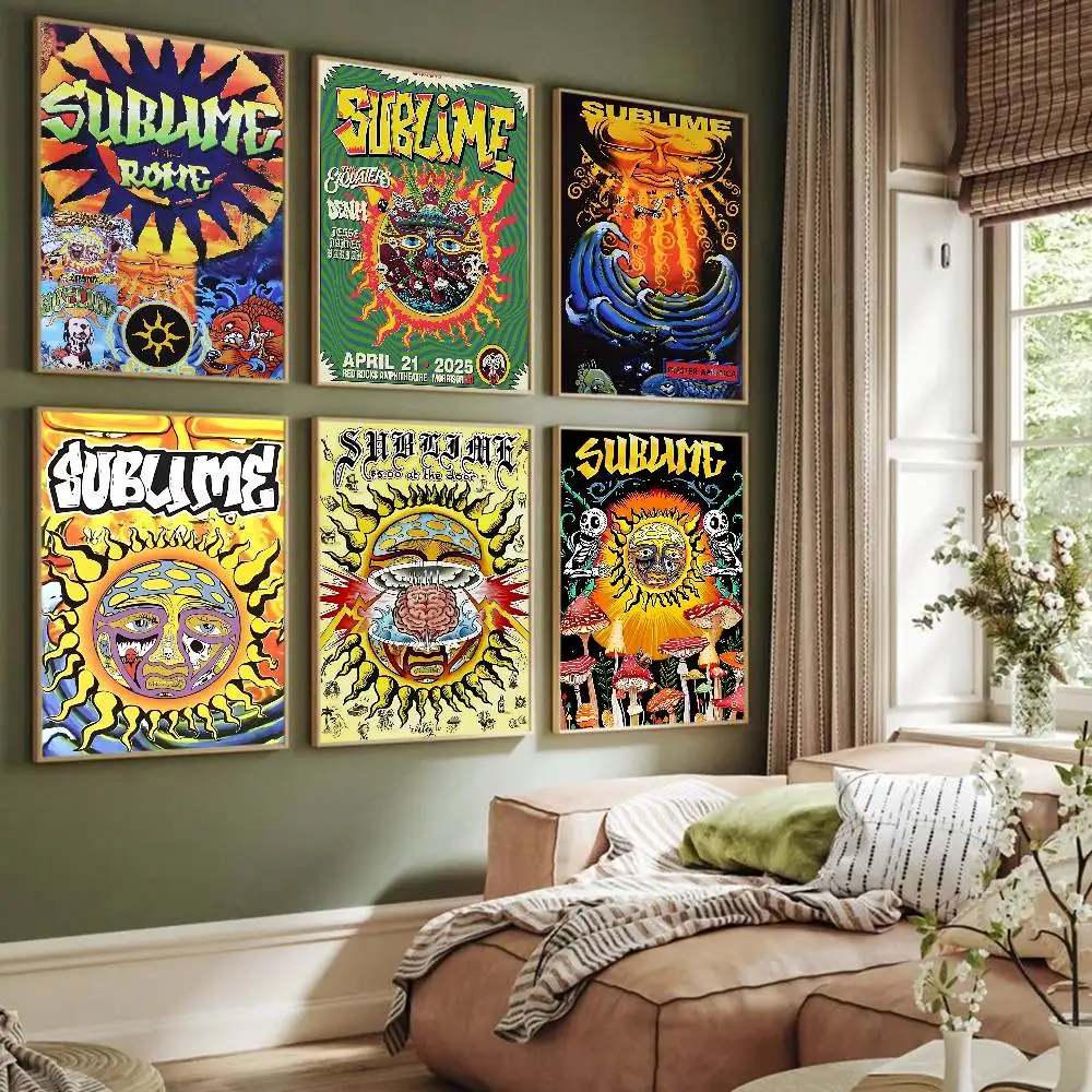 Classic Ska Punk Band S-Sublime DIY Sticky Poster Waterproof Paper Sticker Coffee House Bar Stickers Wall Painting