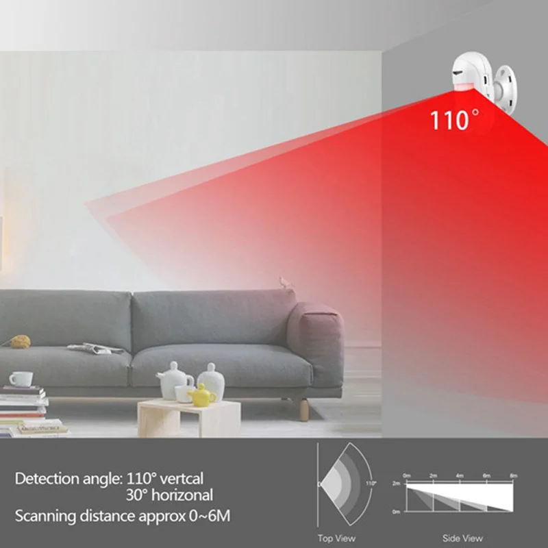 Curtain Wide Angle PIR Anti-theft Sensor Wireless Infrared Motion Detector Induction Detection Home Security Alarm Batteries USB