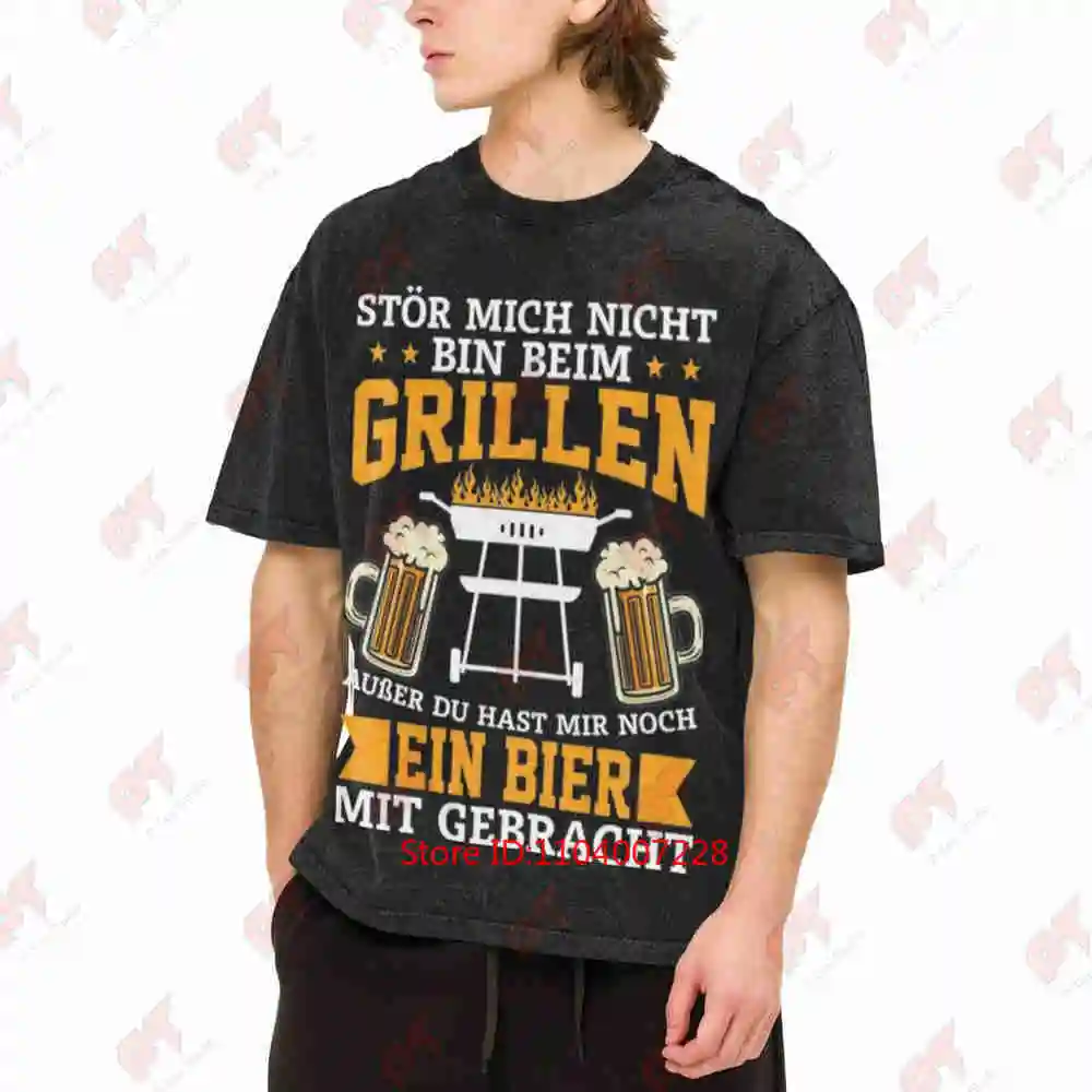 Vintage BBQ Grill Master I Like Grilling Beer German Quote Vintage Washed Tee Pure Cotton T-Shirt