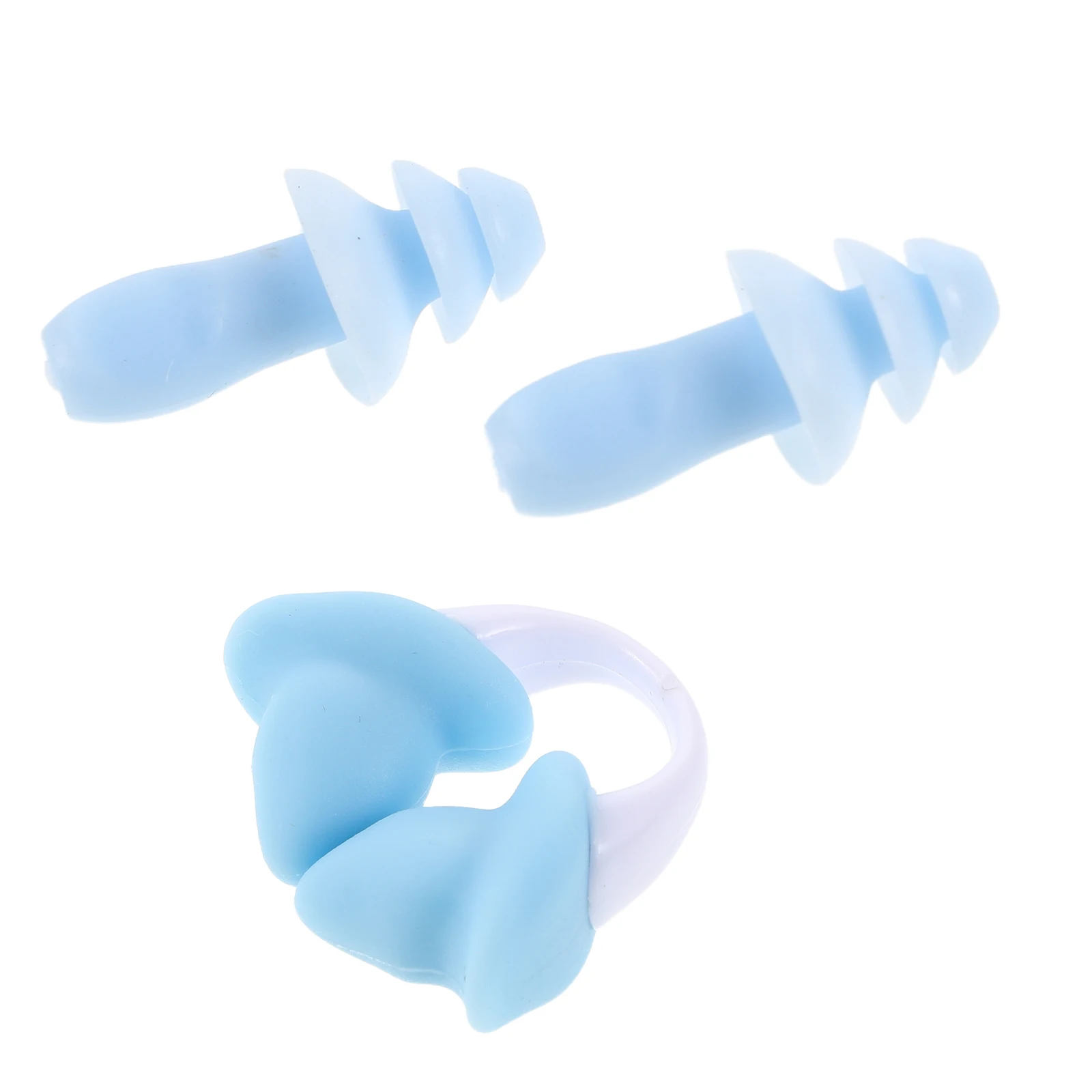 

1 set 1 Set s Swimming Clips Silicone Ear Plugs Waterproof For Diving Surfing Water Activities Blue Reusable Swim Protection