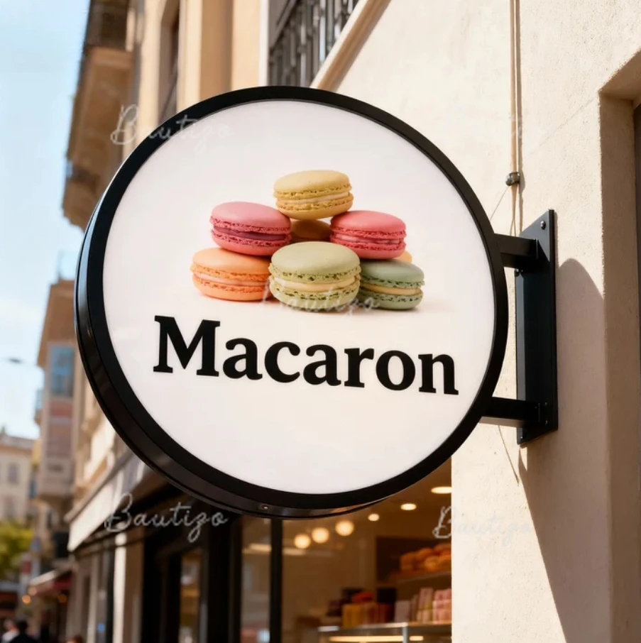 Exterior Double Sided Sign Light Box Store Front Outdoor Decoration Blade Illuminated Round Advertising Custom Logo Led Neon