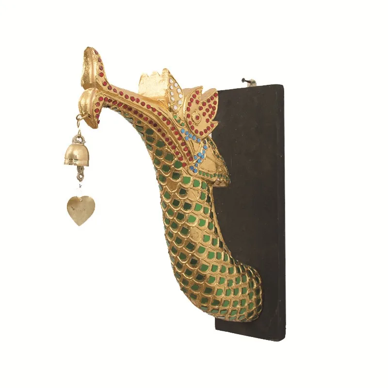 Thai dragon and phoenix horn bell wall decoration SPA foot therapy shop corridor aisle wall decoration
