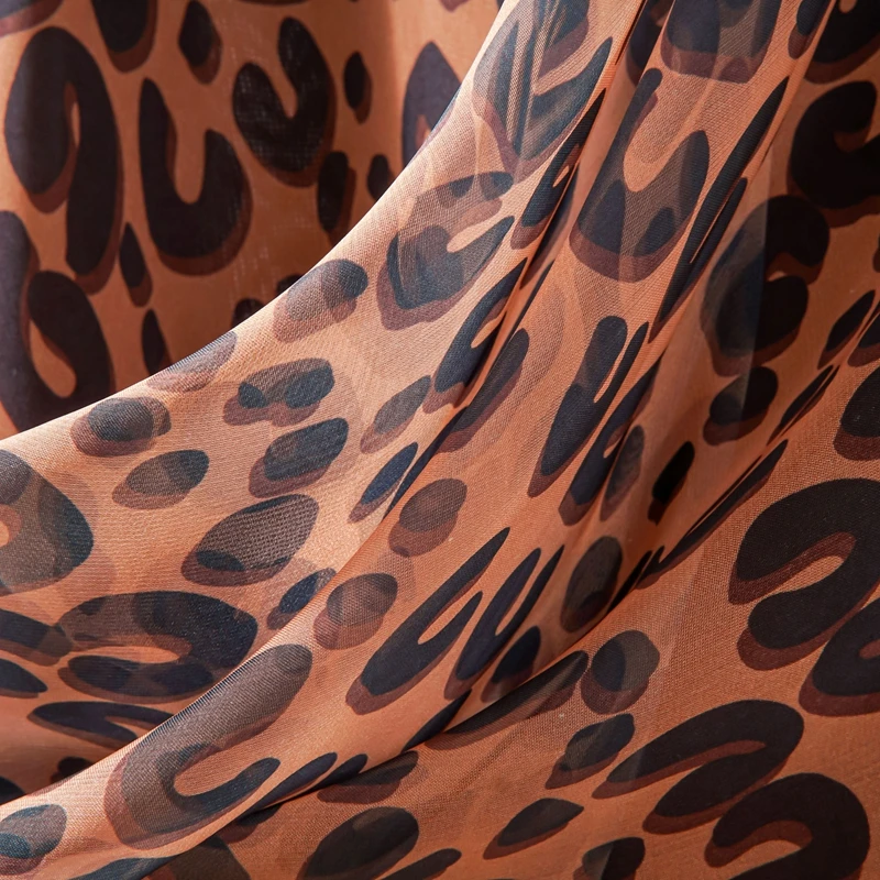 Gonne lunghe leggere da donna con stampa leopardata Gonne lunghe in chiffon estivo da spiaggia a pieghe elastiche a vita alta