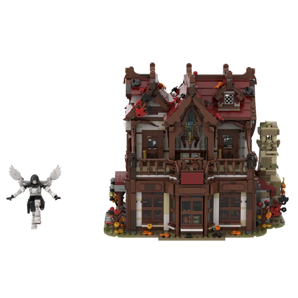 MOC Andrews boulangerie blocs de construction modèle Style médiéval boulangerie Architecture briques bricolage assemblage jouets cadeaux d'anniversaire pour enfants