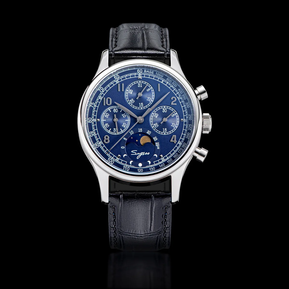 Sugess Herrenuhr Chronograph Tianjin ST1908 Schwanenhalswerk Mondphase Business Mechanische Armbanduhren Saphir 2023 Neu