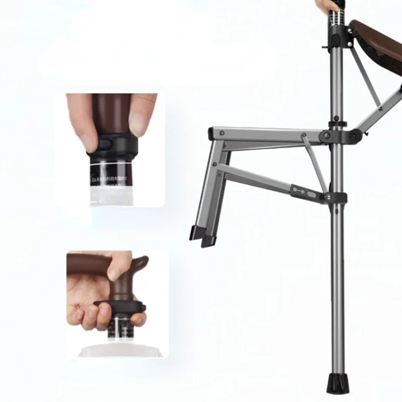

%a Elderly Walking Stick with Seat - Lightweight Folding Cane Stool, Multifunctional Crutches, Perfect for Outdoor Events