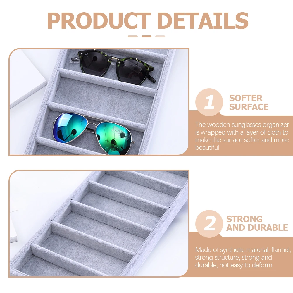 

Sunglasses Display Box Eyeglass Holder Tray Organizer Storage Case Rack Light Grey Multi Premium Material Sturdy Durable No