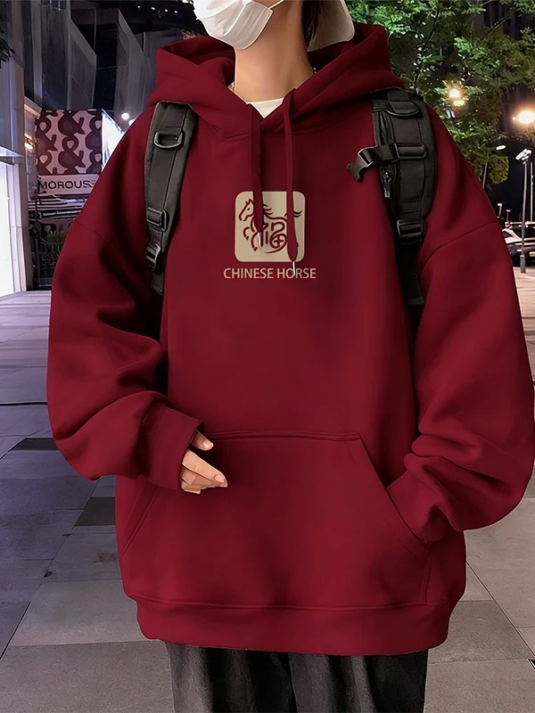 Sudadera con capucha de talla grande con forro de Fce para mujer, sudadera larga con estampado de invierno Jaet coreano Sle