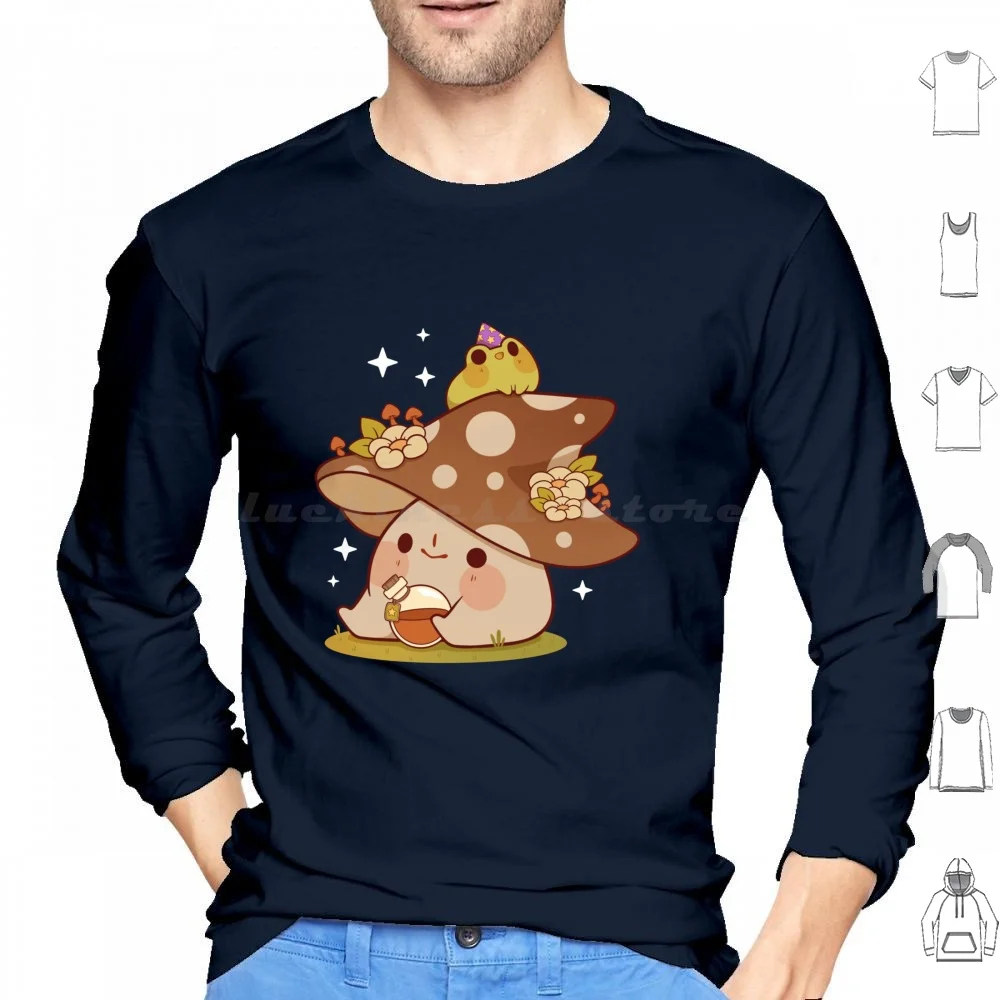 Witchy Mushroom And Frog Hoodie cotton Long Sleeve Cute Mushroom Mushie Fungi Toadstool Frog Magic Frog Potion Witchy