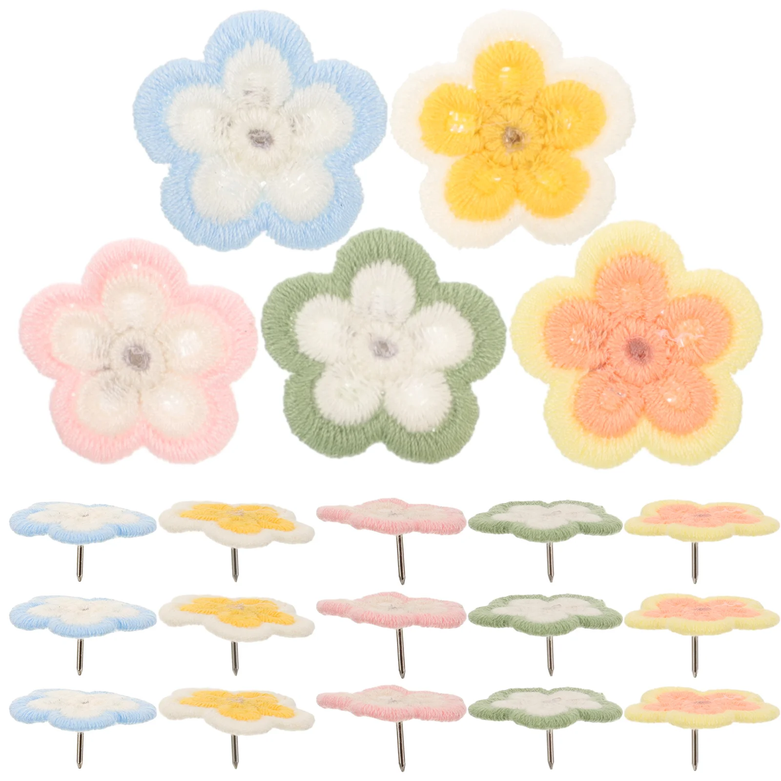 

30pcs Embroidered Sunflower Push Pins Flower Shaped Thumb Tacks For Bulletin Board Cork Strip Map Office Desk Accessories Home