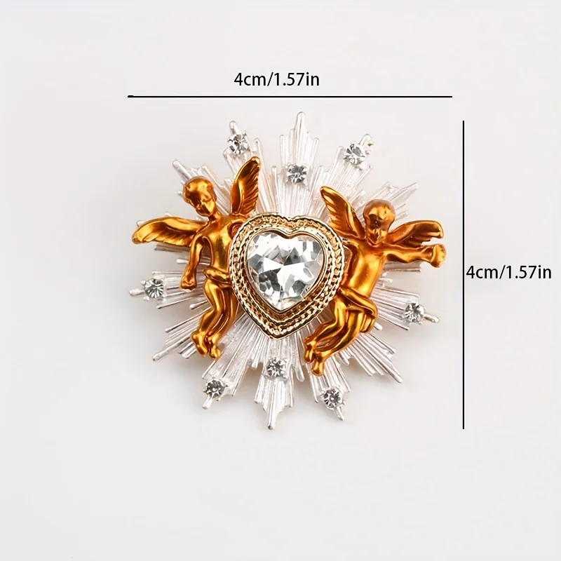 المرأة حجر الراين الحب الملاك كيوبيد بروش زوجين دبابيس خمر الملابس والاكسسوارات #4
