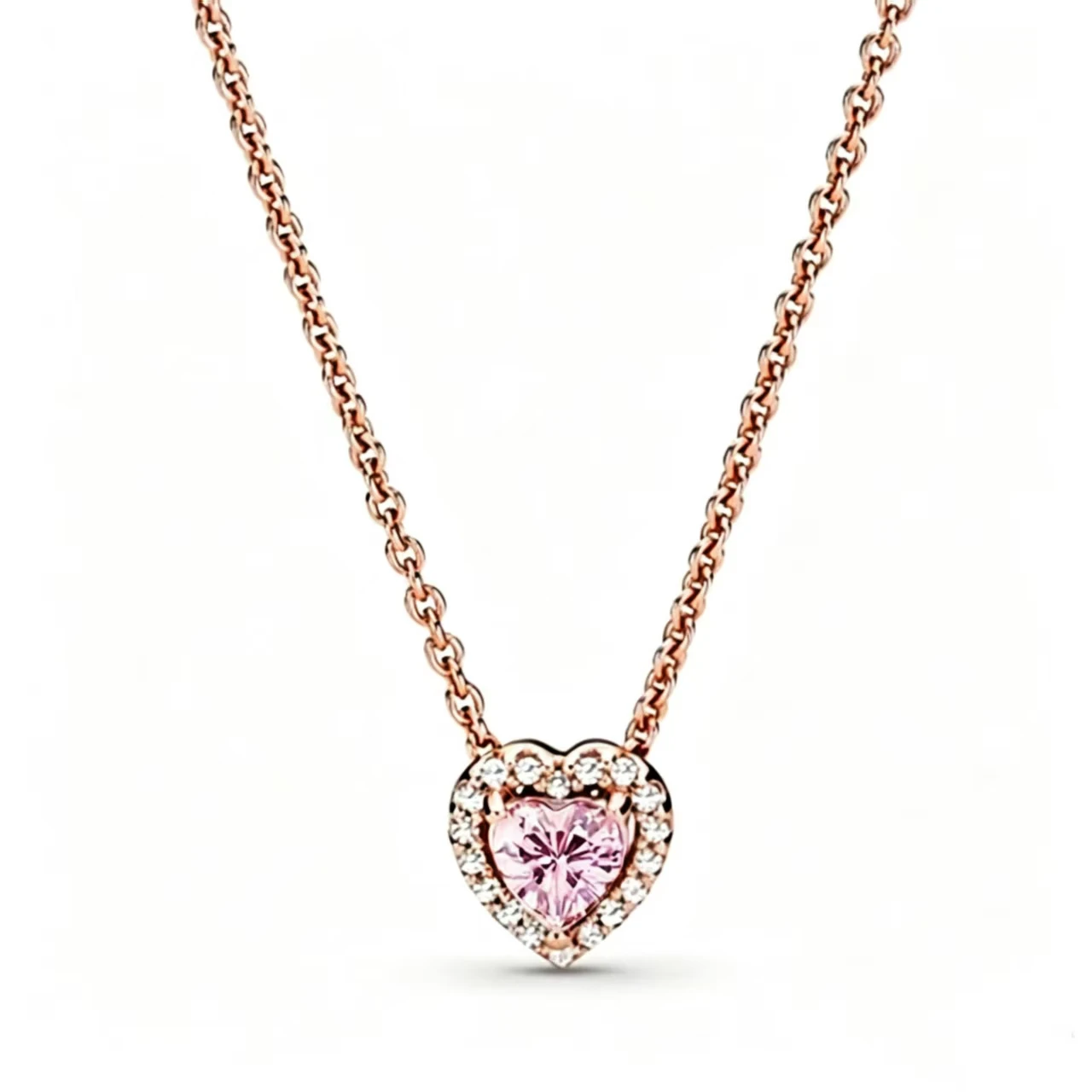 2026 New Rose Gold Pink Crystal Flower Language Necklace Earpiece Set Exquisite Luxury Luxury Premium Commemorative Day Gift