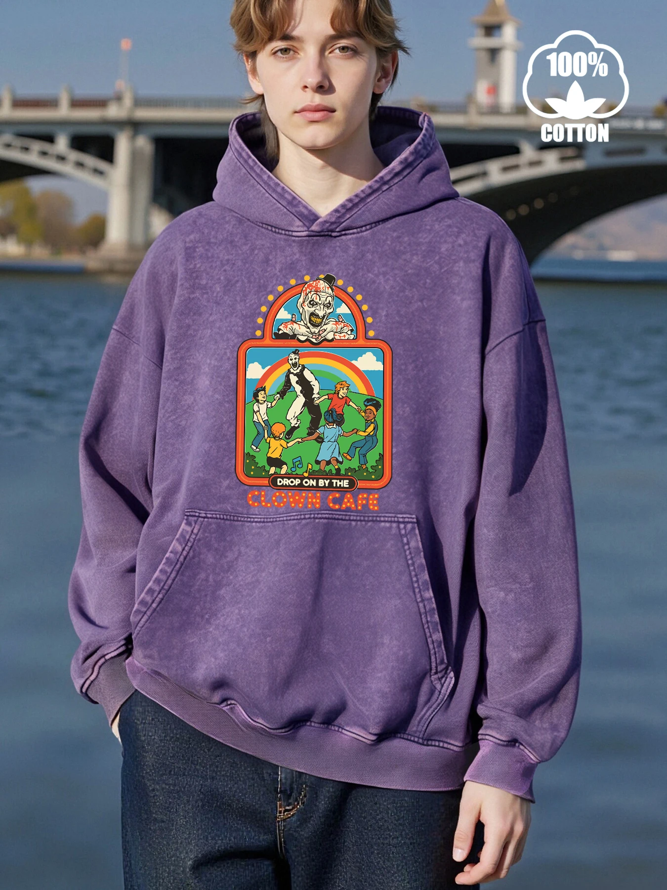 Clown Cafe Design Men'S Sweatshirt Autumn Fashion Clothing Cotton Pullover Hoodie Men Pocketed Hoody Casual Loose Streetwear