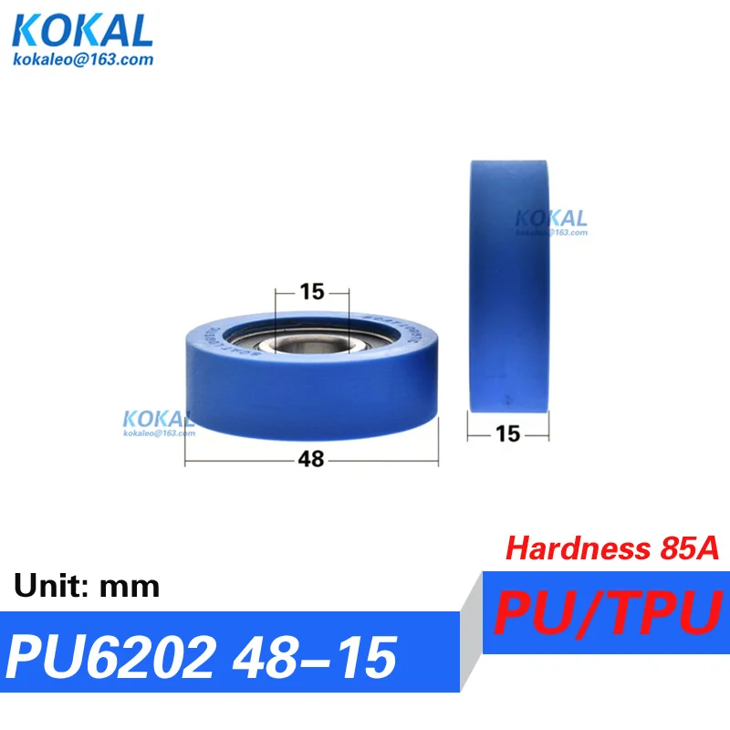[PUd15] 2/4pcs high quality 6002RS 6202 TPU PU ball bearing roller wheel counting machine bearing pulley Model car whhel 50mm