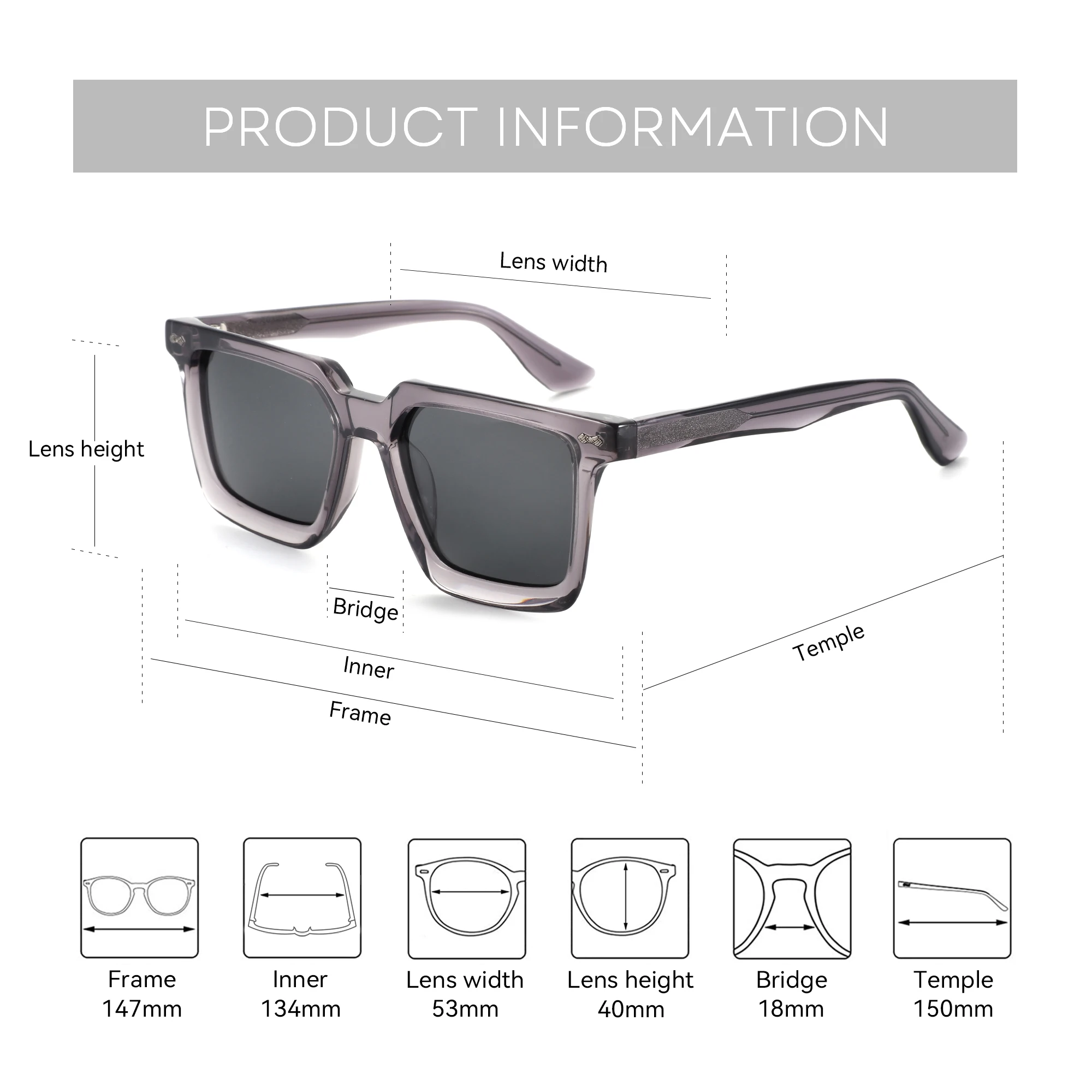 ZENOTTIC L Size Stylish Acetate Hexagon Prescription Sunglasses Men Progressive UV400 Polarized Progressive Sunglasses Man