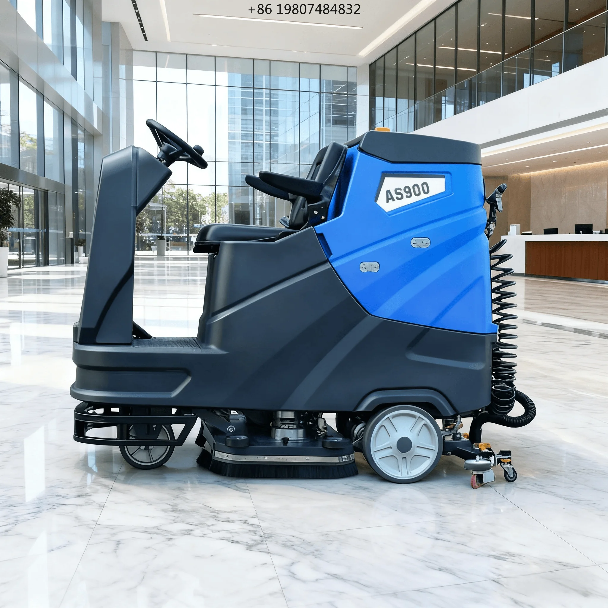 Electric Commercial Industrial High Pressure Ride-On Scrubber, Self-Propelled Sitting-type Automatic Floor Washer,